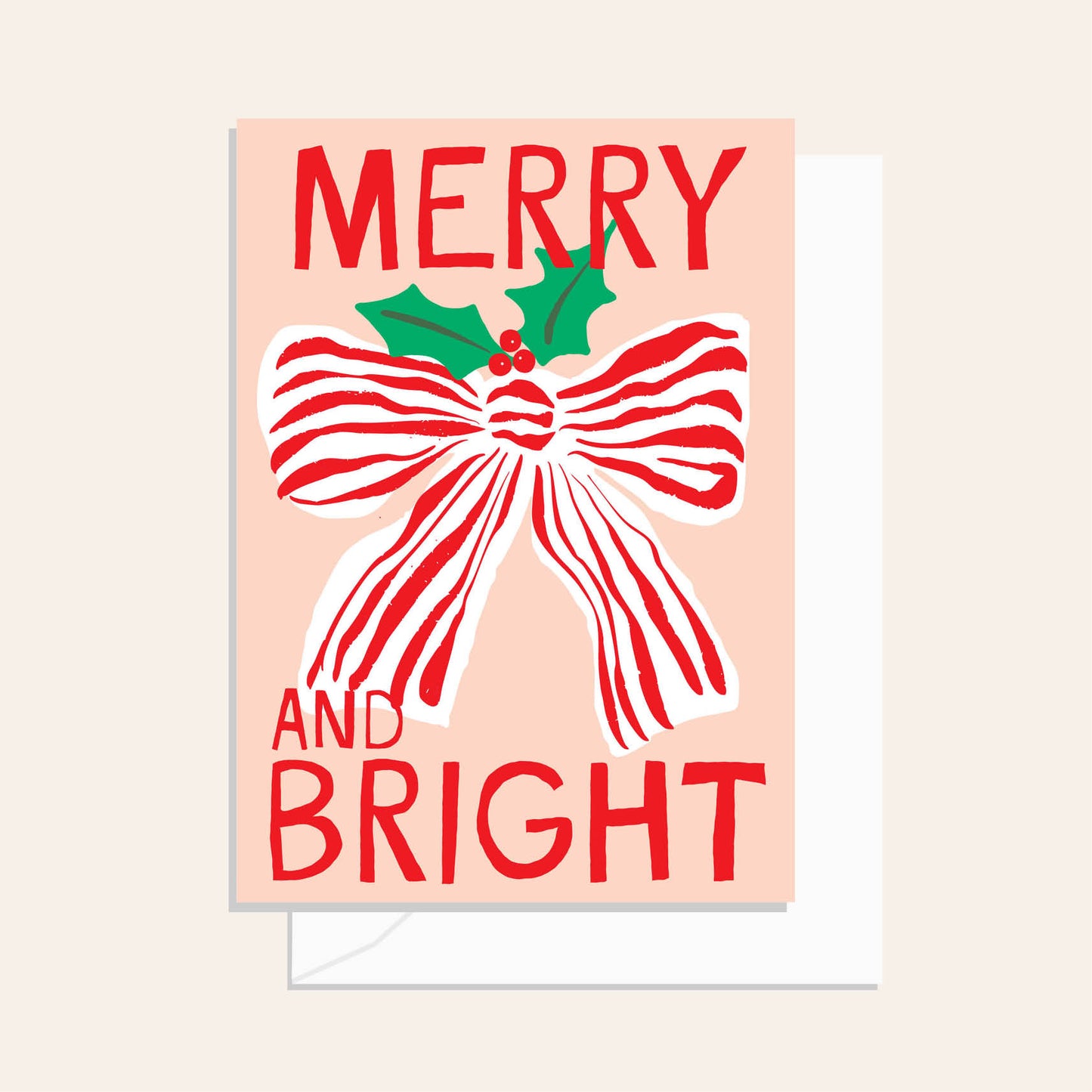 Merry & Bright Bow Greeting Card