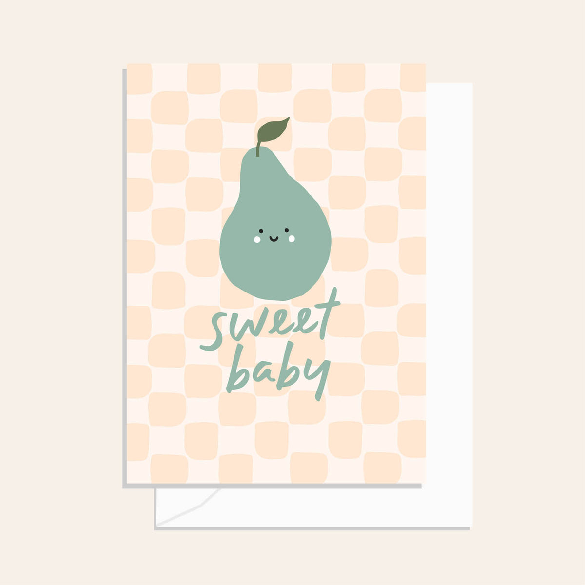 Sweet Baby Check Pear Greeting Card
