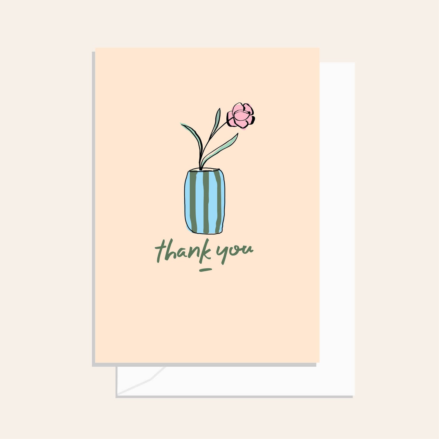 Flower Vase Olive Stripe Card