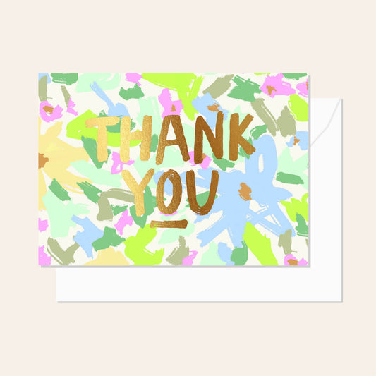 Brushy Thank You Floral Greeting Card