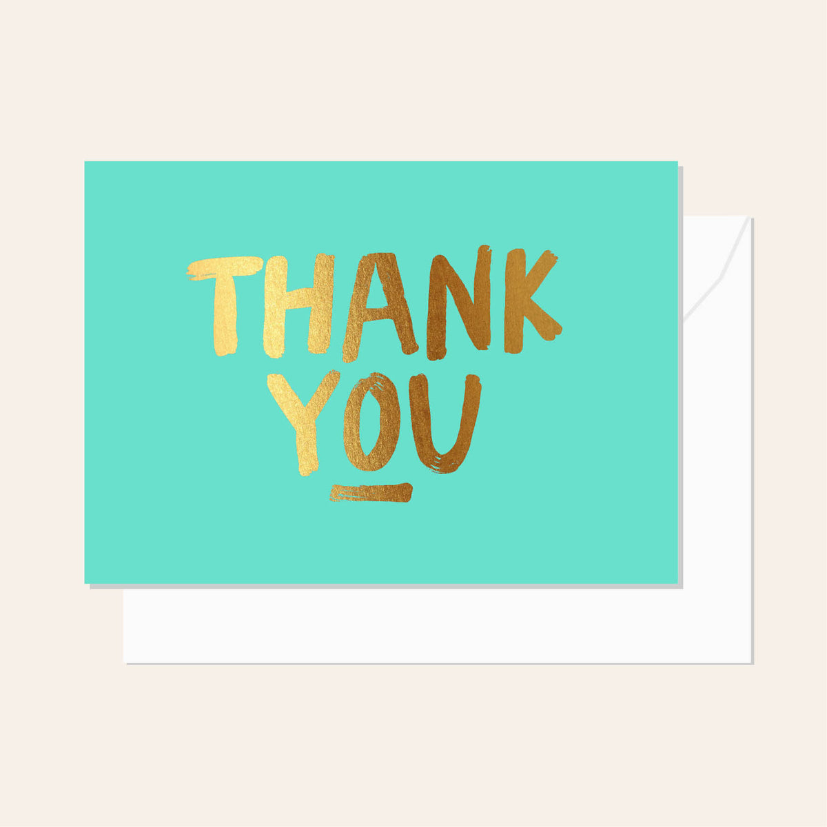 Brushy Thank You Aqua Greeting Card