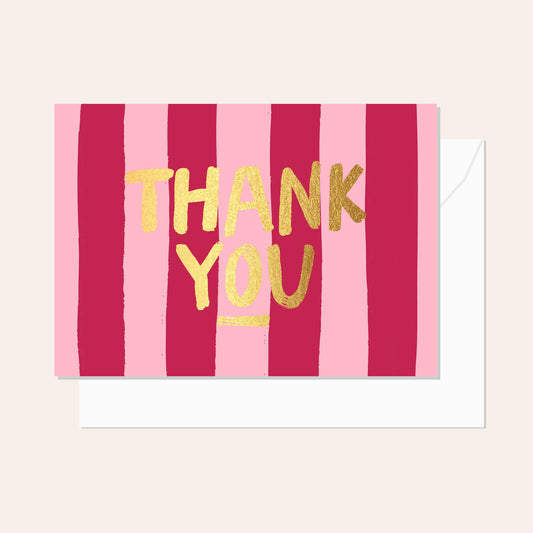 Brushy Thank You Cherry Stripe Card