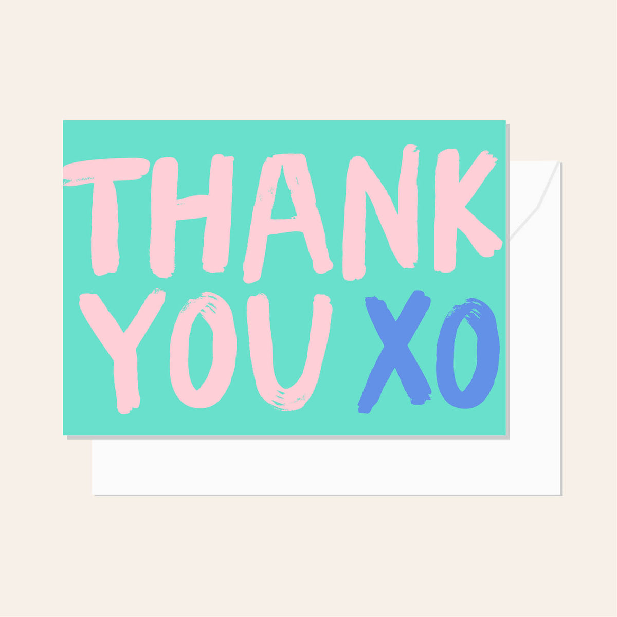 Thank You XO Aqua Greeting Card