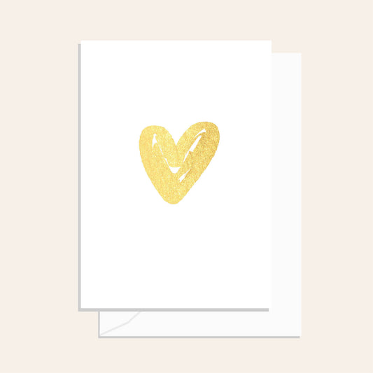 Gold Heart Brushy Card