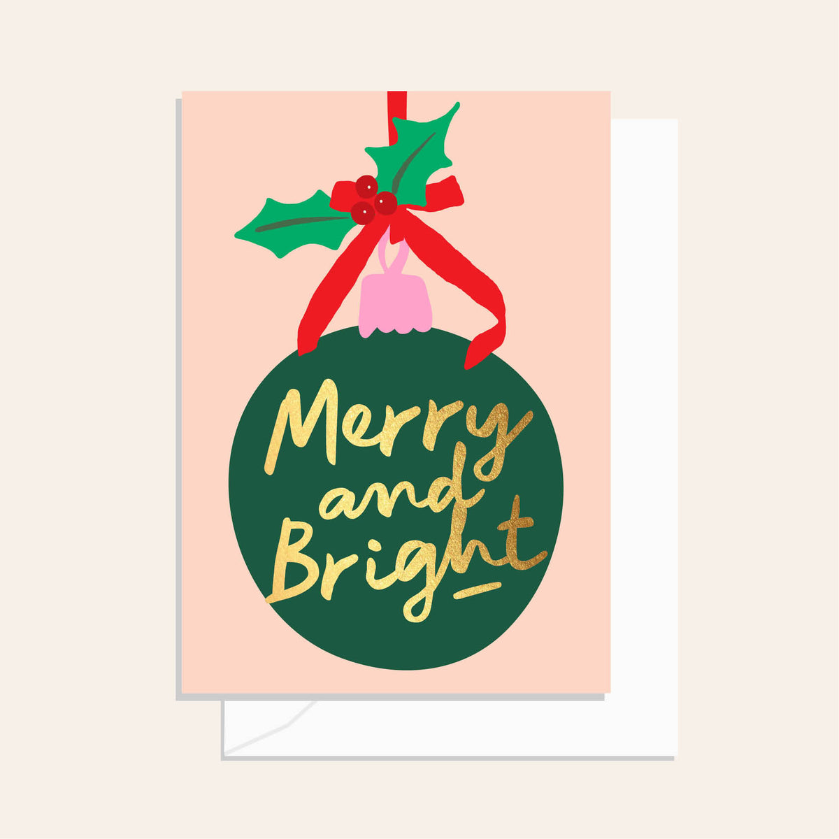 Bauble Merry & Bright Pine Greeting Card