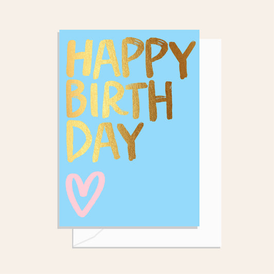 Brushy Happy Birthday Sky Heart Greeting Card