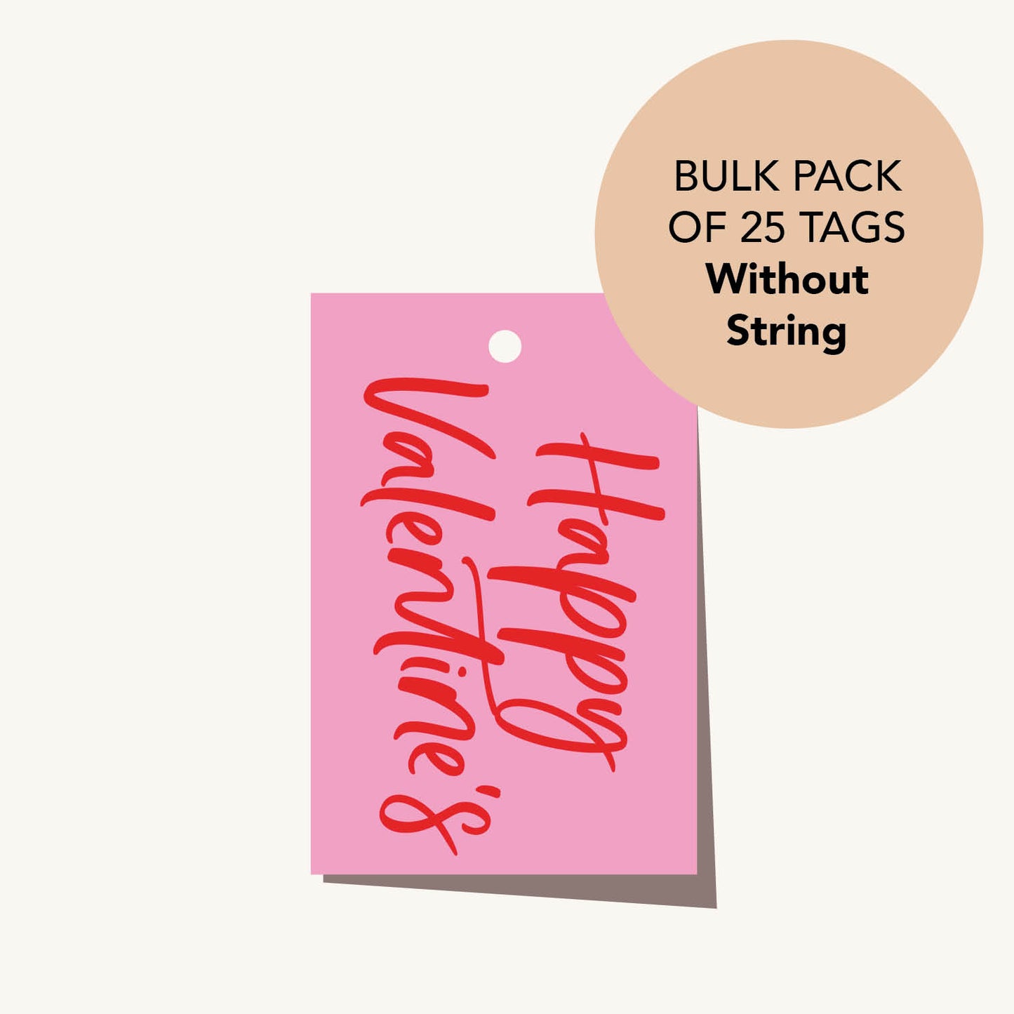 Bulk Buy - 25 Gift Tags (No String) Happy Valentine's