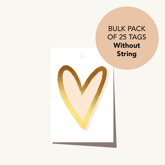 Bulk Buy - 25 Gift Tags (No String) Painty Gold Heart