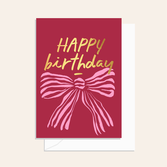 Happy Birthday Cherry Bow Greeting Card