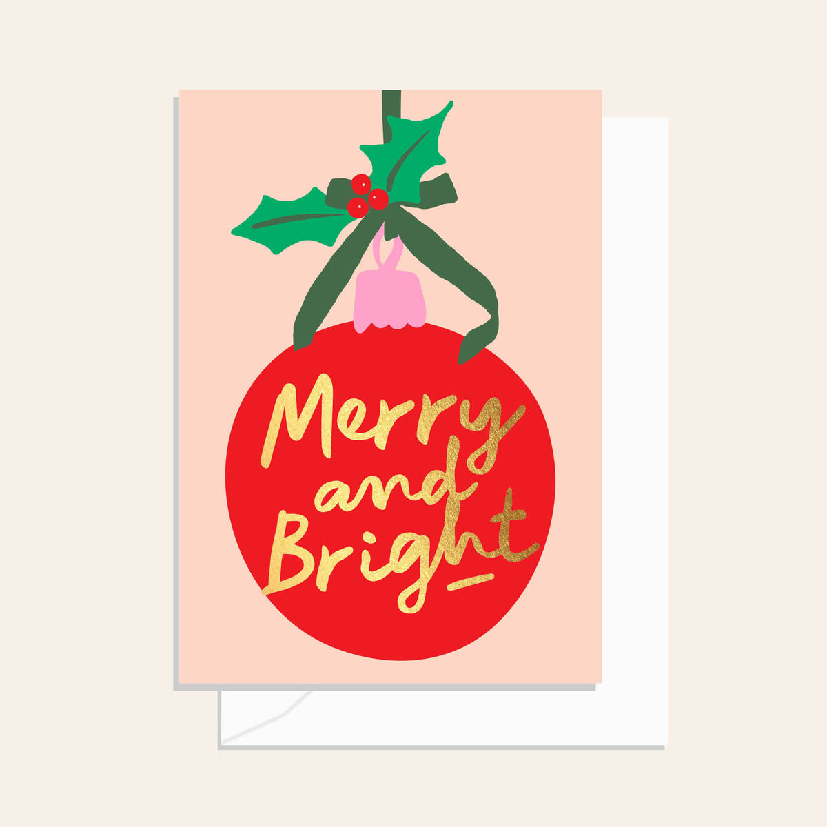 Bauble Merry & Bright Red Greeting Card