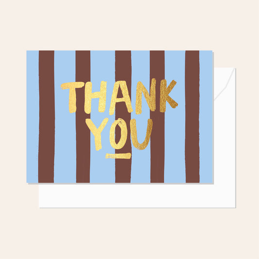 Brushy Thank You Espresso Stripe Greeting Card