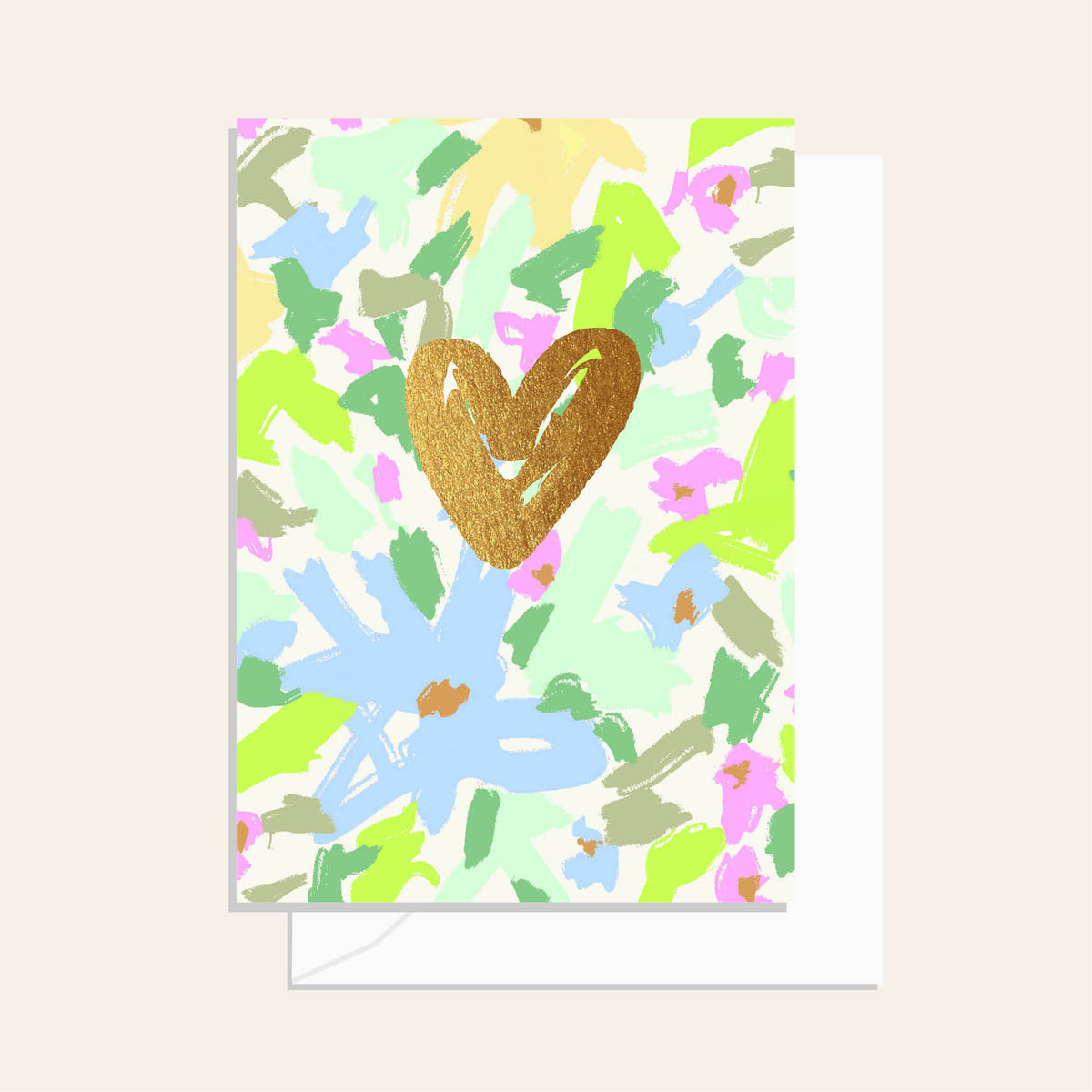 Brushy Floral Heart Greeting Card