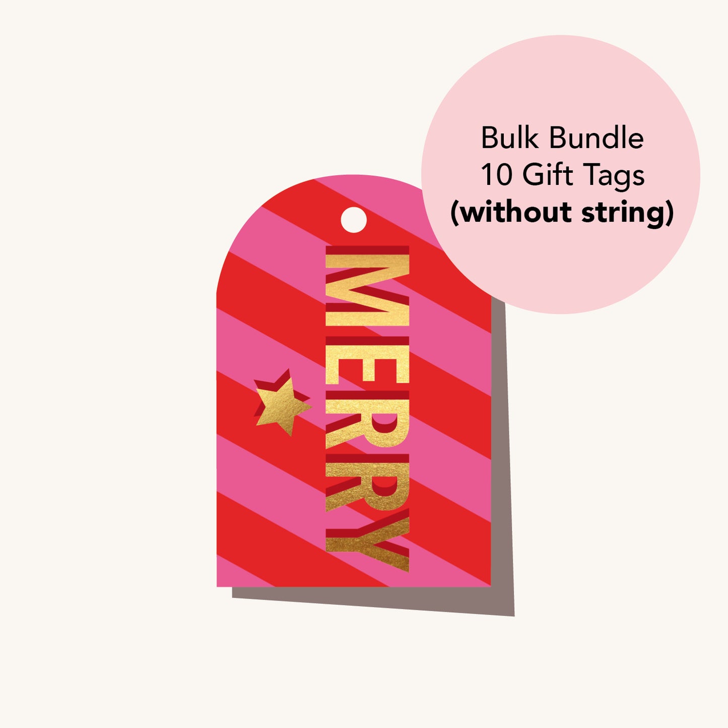 Bundle of 10 gift tags (No String) Neon Merry Stripe