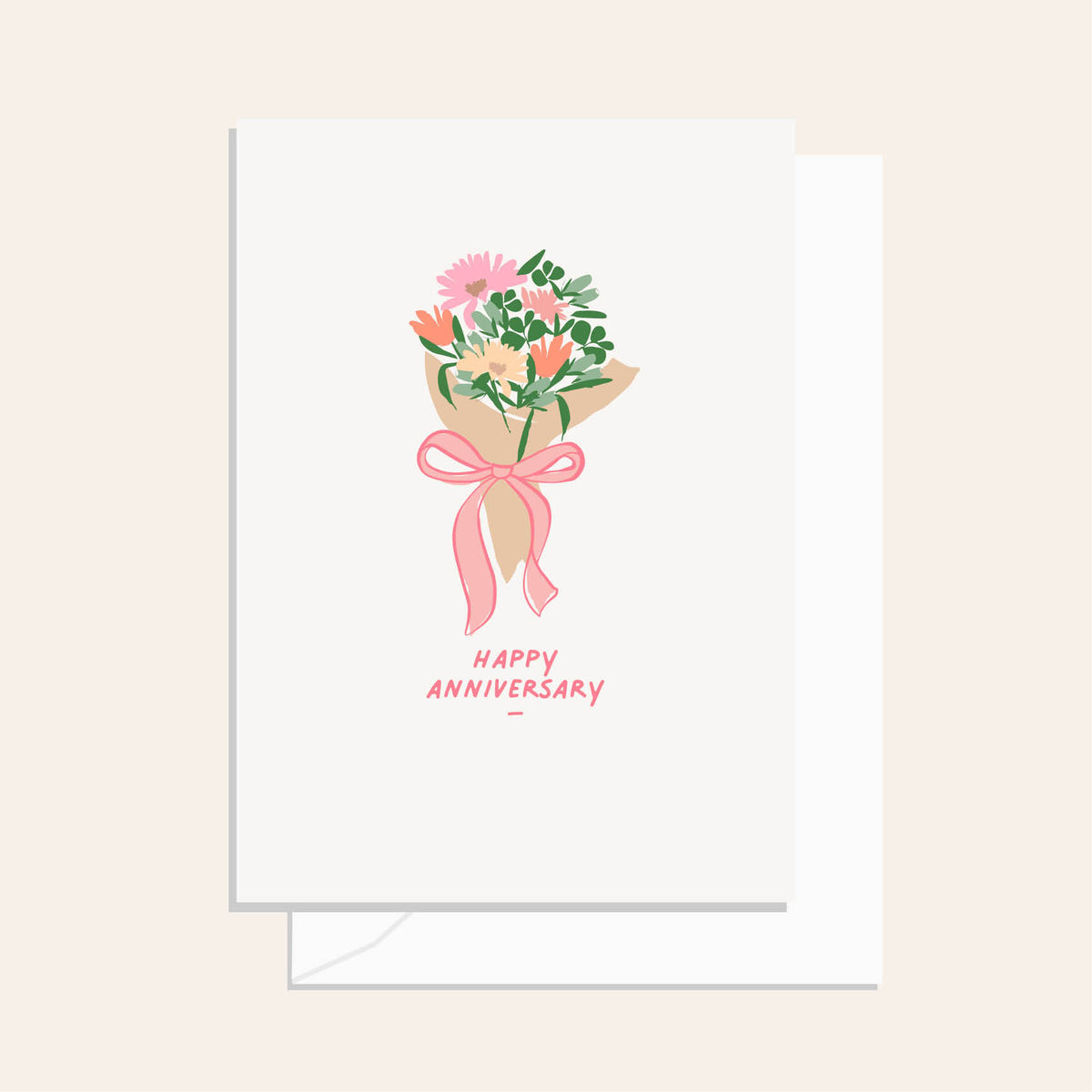 Flower Bunch Anniversary Blush Greeting Card