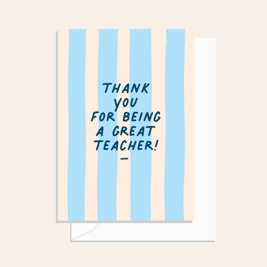 Great Teacher Ocean Stripe Greeting Card