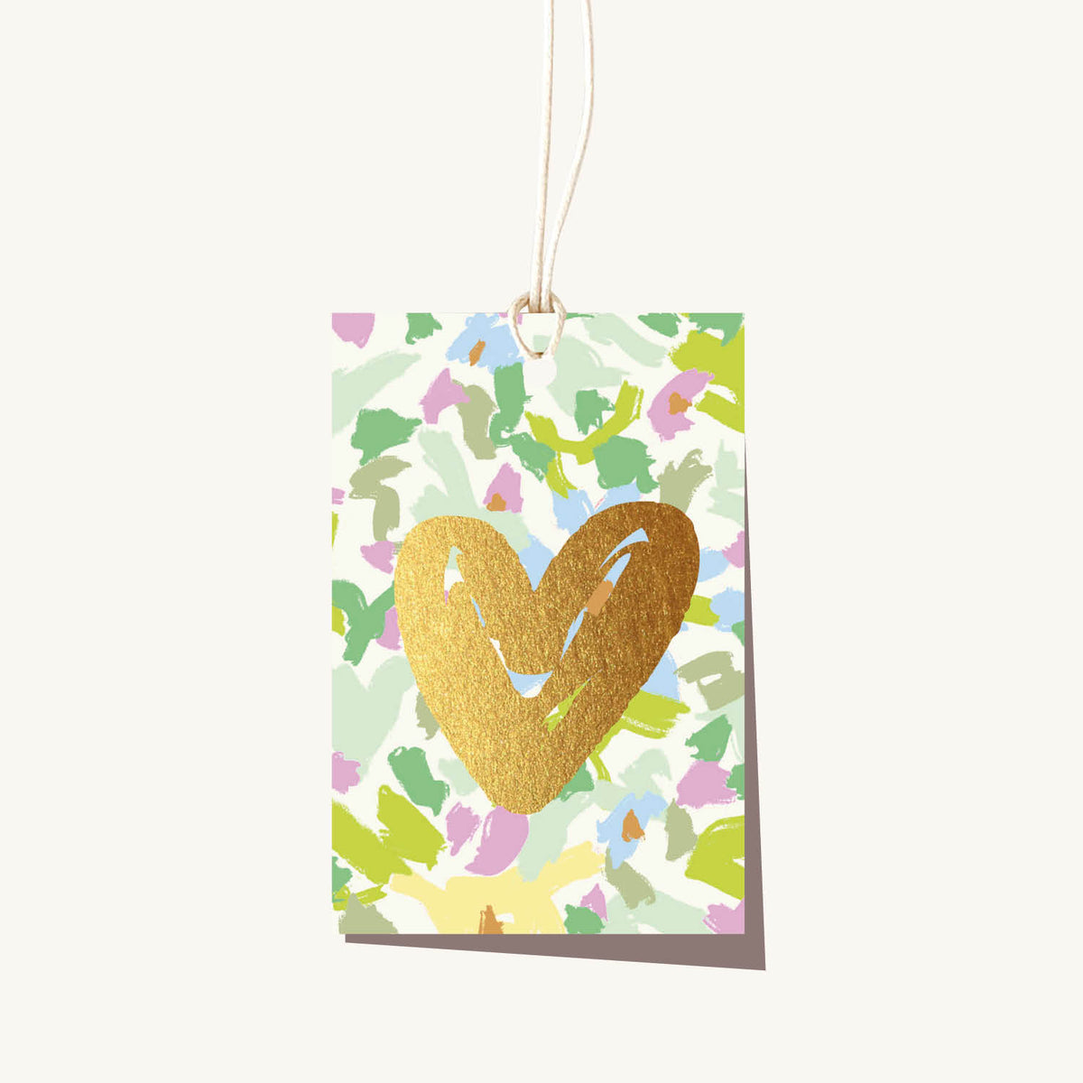 Floral Heart Gold Foil Gift Tag
