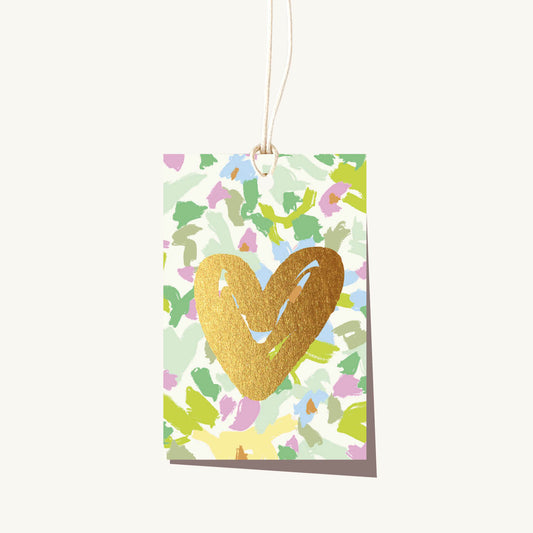 Floral Heart Gold Foil Gift Tag