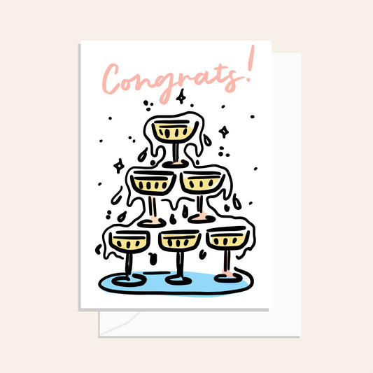 Congrats Champagne Tower Card