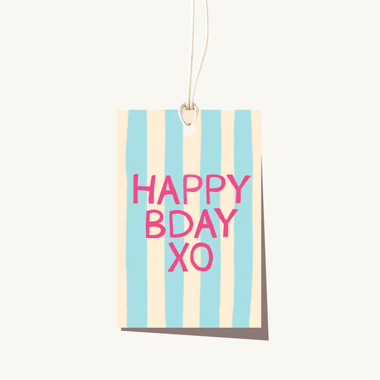 Stripe Bday Ocean Tag