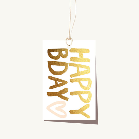 Happy Birthday Gold Foil Gift Tag