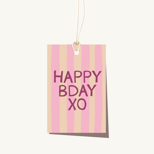 Stripe Bday Cherrytini Tag