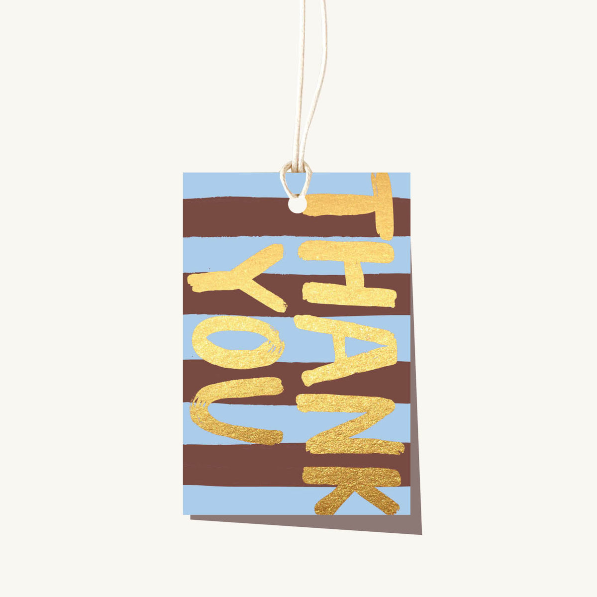 Thank You Choc Stripe Gold Foil Gift Tag