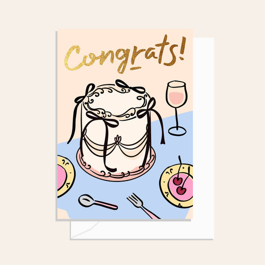 Congrats Cake Tablescape Card