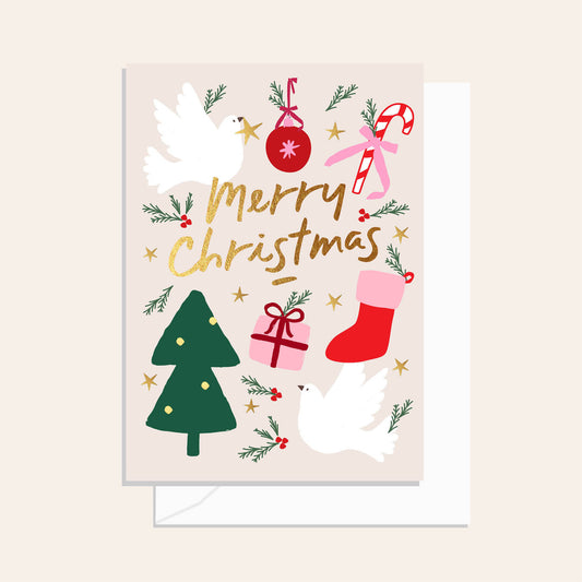 Merry Christmas Motif Natural Greeting Card