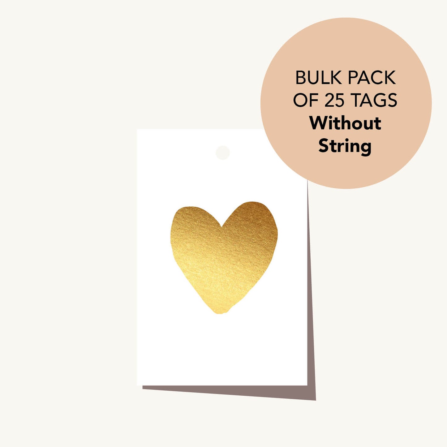 Bulk Pck of 25 Tags (No String) Classic Gold Heart