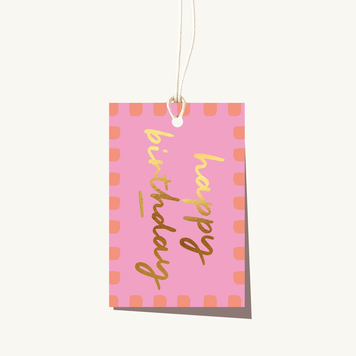 Birthday Scallop Pink Gift Tag