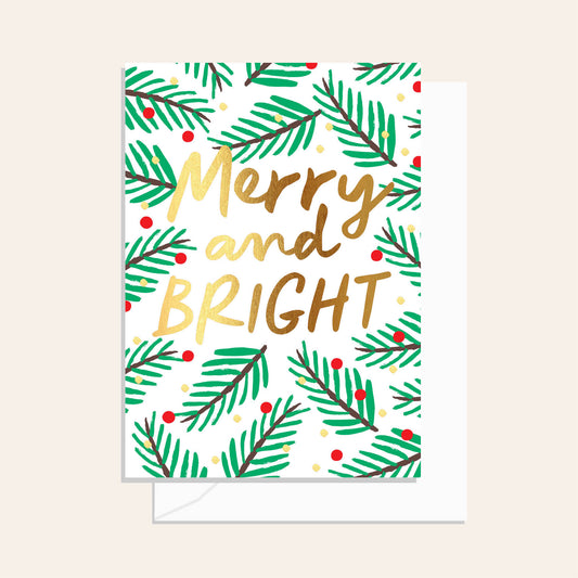 Merry & Bright Evergreen Greeting Card