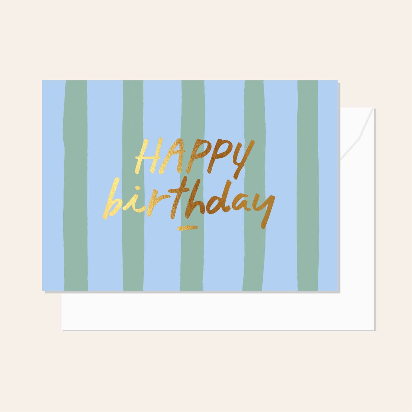 Birthday Stripe Sage Card