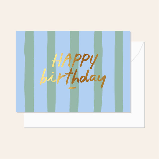Birthday Stripe Sage Card