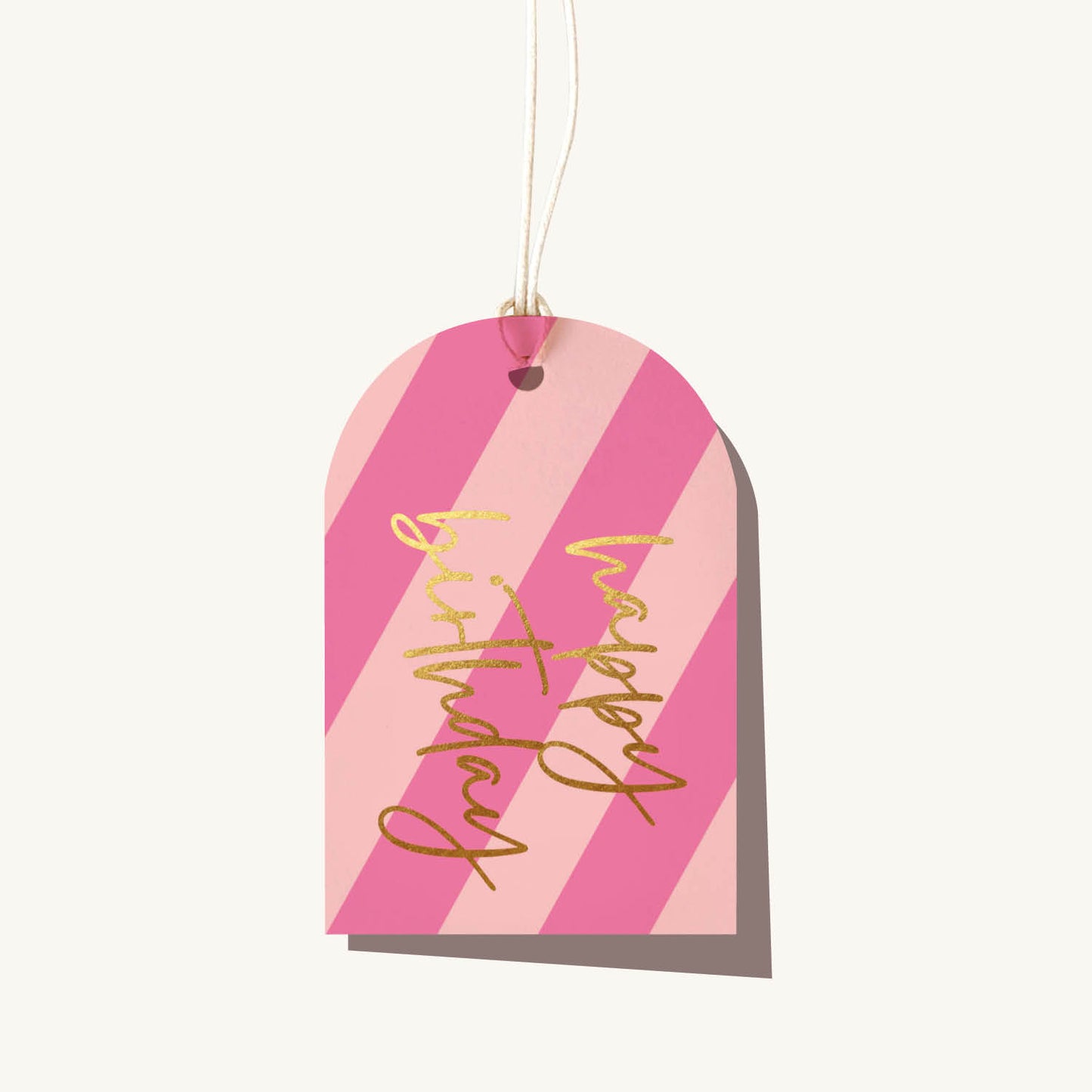 Pink Stripe Birthday Gift Tag