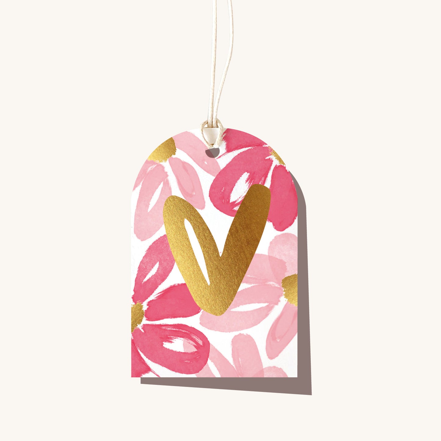 Brushy Flower Heart Gift Tag